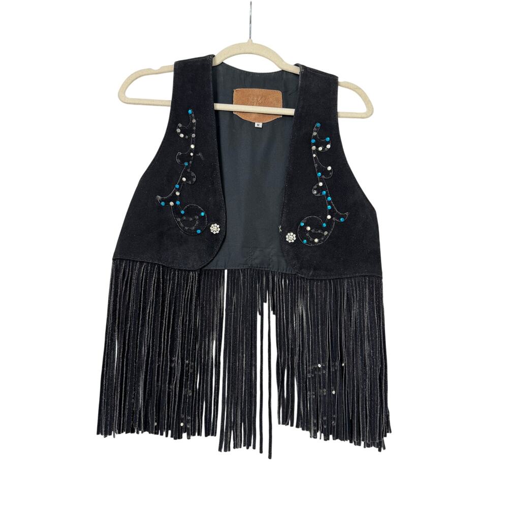 Vintage Lot of 4 Ben Kalton Fringe Leather Shawl Vests Western Rodeo Capelet Mex - Picture 15 of 16